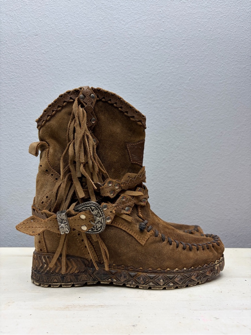 El Vaquero Arya Brown Suede Mocassin Boots Size 38 - Picture 3 of 7